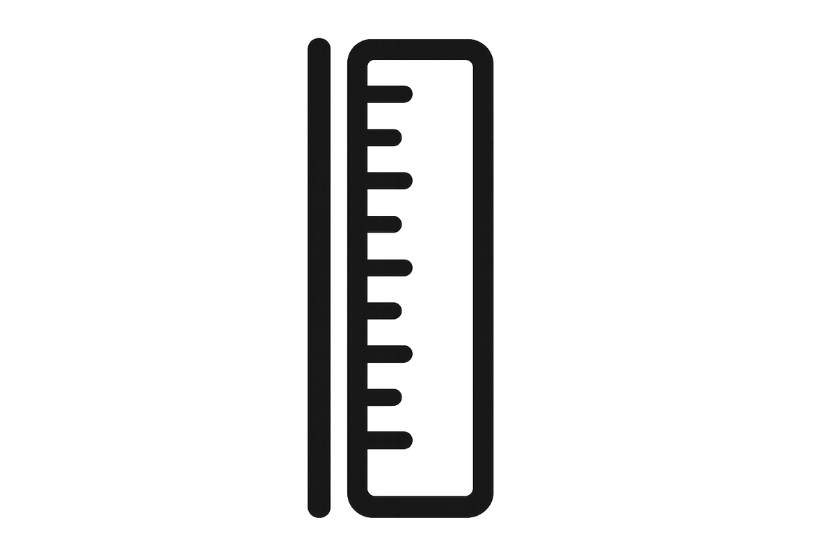 regle pour montrer la hauteur icon en noir et blanc